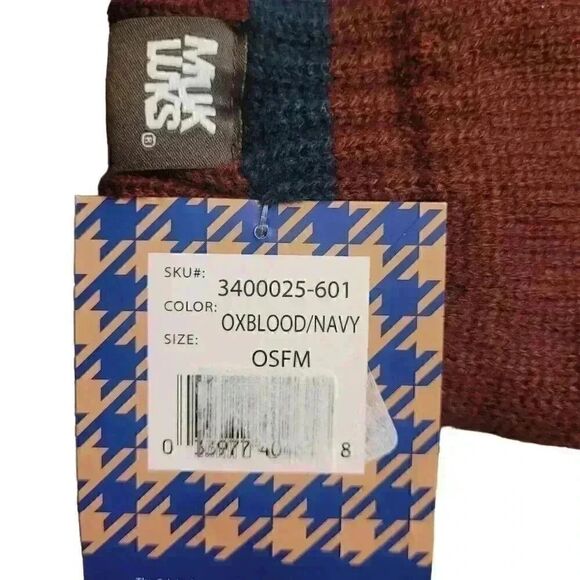 Muk Luks Men's Ox Blood/Navy Acrylic Knit Gloves NEW - Picture 8 of 8